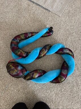 Blue & Metallic Multicolor Plush Snake Toy